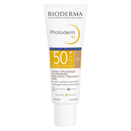 Bioderma Photoderm M SPF50+ protector solar para las manchas asociadas al embarazo tono dorado40mL