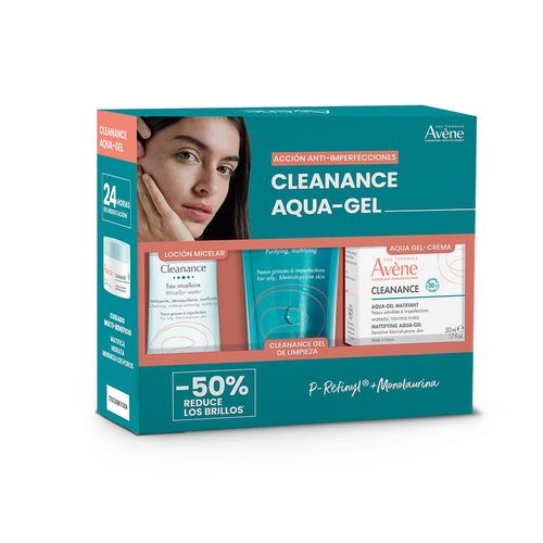 Kit Avene Cleanance Aqua-Gel Crema Matificante X 50 Ml Gtis Cleanance Gel X 200 Ml + Cleanance Agua X 50 Ml