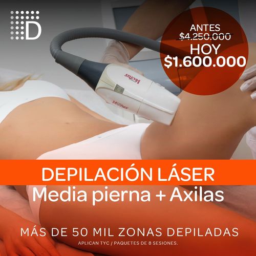 Depilacion Laser Media Pierna x 8 sesiones + axilas