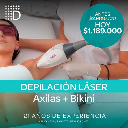 Depilación Laser Bikini x 8 sesiones + 8 sesiones  de axilas