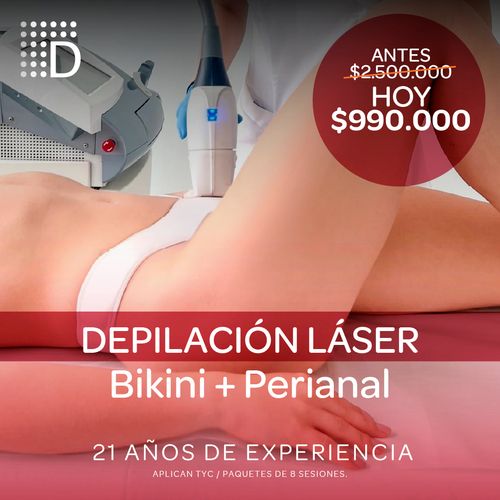 Depilación Laser Bikini x 8 sesiones + 8 sesiones  de perianal