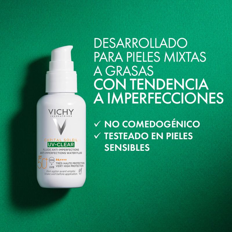 Vichy Capital Soleil Uv-Clear Fluido X 40Ml 50+ Piel Grasa-5