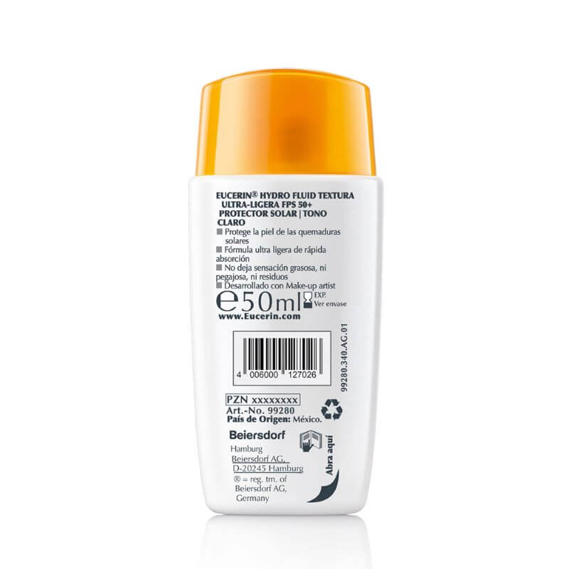Euc Solar Hydro Fluid Facial Color Claro Ultra Ligero Spf 50+ X 50 Ml-3