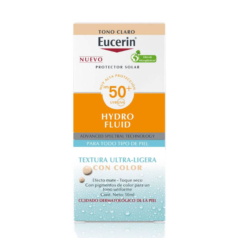 Euc Solar Hydro Fluid Facial Color Claro Ultra Ligero Spf 50+ X 50 Ml-5