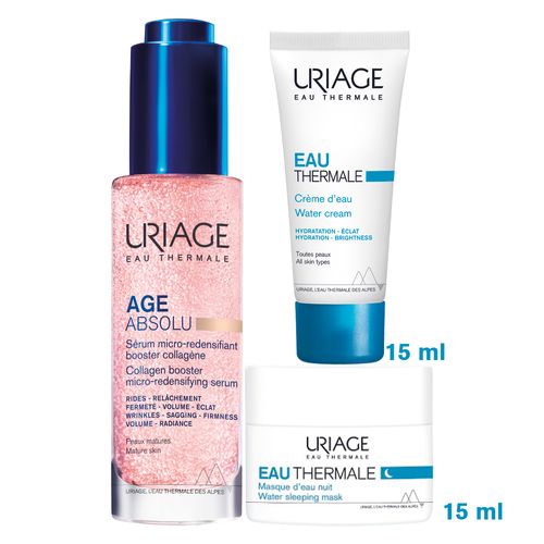 Kit Uriage Age Absolu Suero + Agua Termal Crema 15 Ml + Agua Termal Mascarilla De Noche 15 Ml