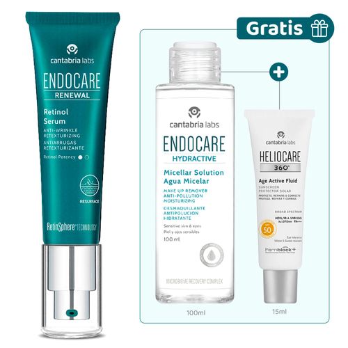 Kit Endocare Renewal 02% 30 ml + Gratis Hydractive Micelar 100 ml + Gratis Heliocare Age Active 15ml - Cantabria Labs