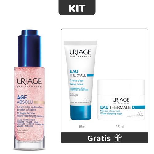 Kit Age Absolu Suero 30 ml + Gratis Agua Termal Crema 15 ml + Gratis Agua Termal Mascarilla De Noche 15 ml - Uriage