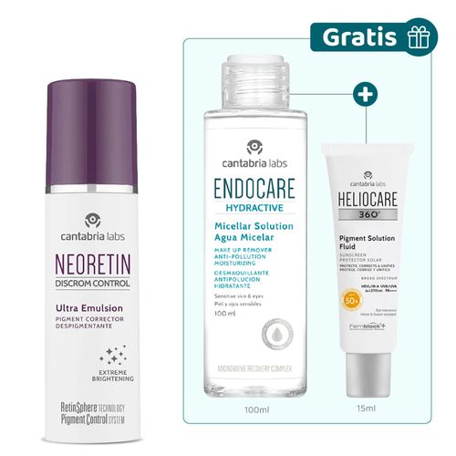 Kit Neoretin Ultra Emulsión 30ml + Gratis Hydractive Micelar 100 ml + Gratis Heliocare Pigment Solution 15 ml - Cantabria Labs