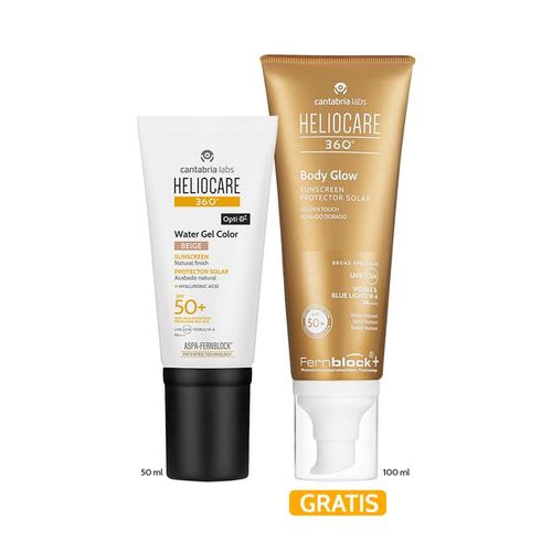 Kit Heliocare 360° Water Gel SPF50+ Color Beige + GRATIS Heliocare 360° Body Glow SPF50+ - Cantabria Labs