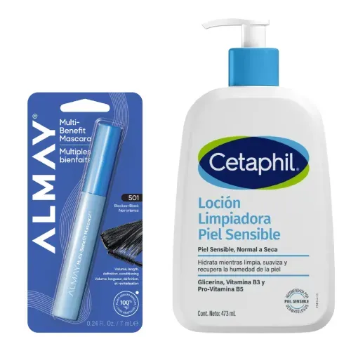 Kit Pestañina  Multi-Benefit 7ml - Almay  + Limpiador Piel Sensible  - Cetaphil 236 ml