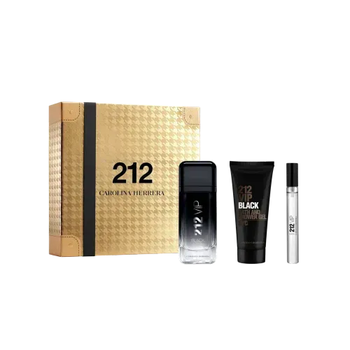 Kit 212 VIP Black Eau de Parfum 100 ml + Shower Gel 100 ml + Eau de Parfum 10 ml - Carolina Herrera