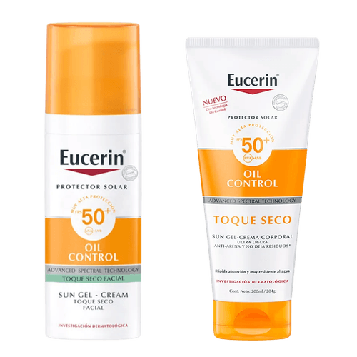 Kit Protector Solar Facial Oil Control Sin color + Protector Solar Corporal Toque Seco Sun Fps 50 200ml- Eucerin