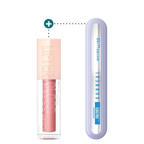 Kit Maybelline Lifter Gloss Moon + Pestañina Surreal A Prueba de Agua