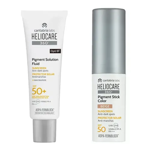 Kit Heliocare 360° Pigment Solution Fluid spf 50  50 ml + Heliocare 360° Pigment Stick Color Beige 10 gr - Cantabria Labs