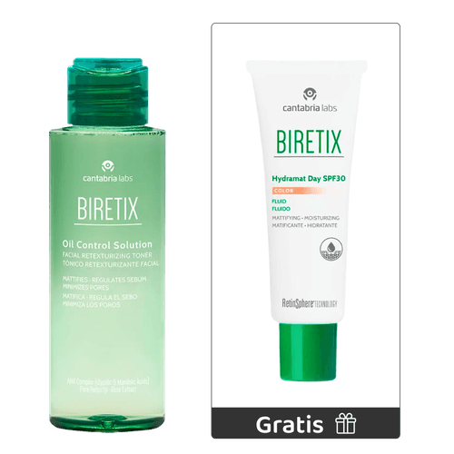 Kit Biretix Oil Control Solution  100 ml + Obsequio Biretix Hydramat con Color 50 ml - Cantabria Labs