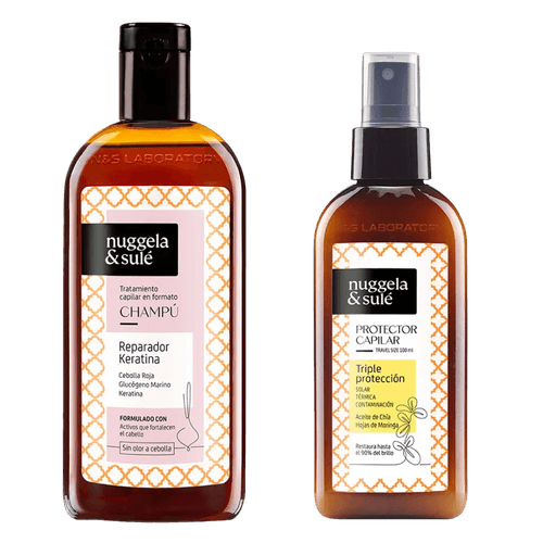 Kit Reparación y Brillo: Shampoo Keratina 250ml + Termoprotector 100ml -  Nuggela & Sulé