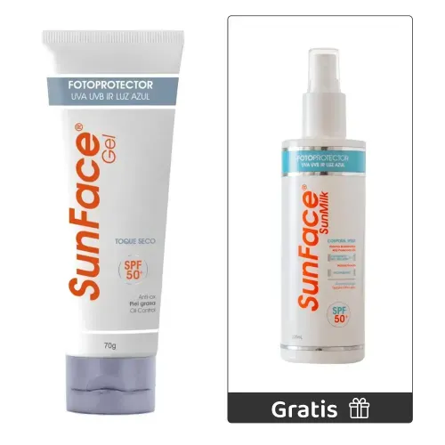 Kit Sunface Gel Spf50 - Skindrug 70 gr + GRATIS Sunface Sunmilk SPF50 - Pharmaderm 220 ml